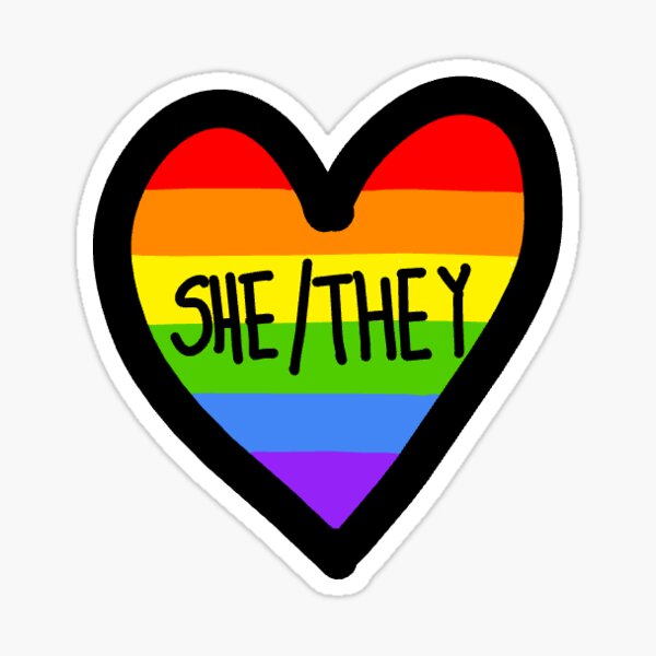 She Her Pronoun Rainbow Stickers for Gay Pride, LGBTQ Rainbow Flag