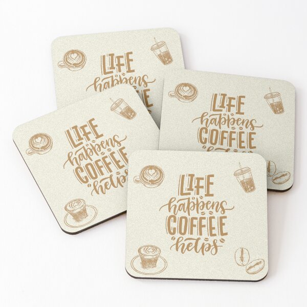 Item preview, Life happens coffee heps Brown Calligraphy Canvas Print designed and sold by VisionArtist Ca.