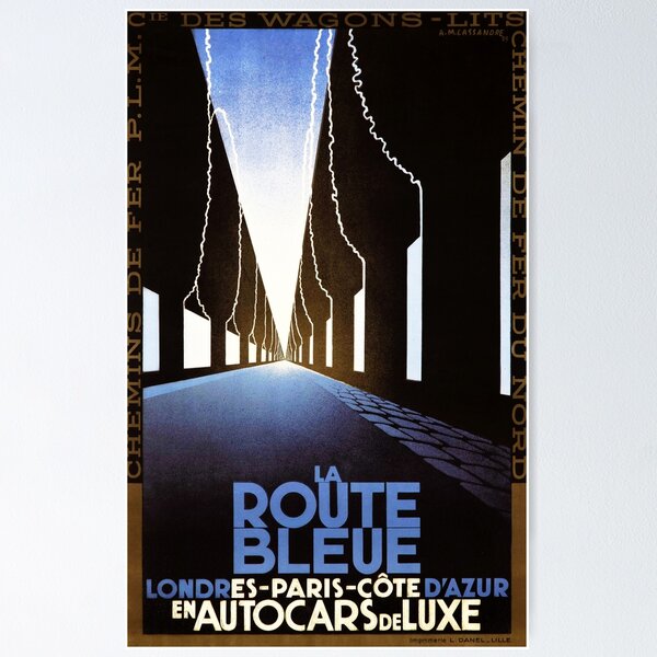 Item preview, LA ROUTE BLEUE French Railways Londres Paris Cote D' Azur Vintage Art Deco Travel Advertising designed and sold by retroposters.