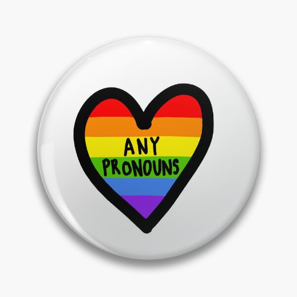 Item preview, Any Pronouns in a rainbow heart designed and sold by KitGrizzly.