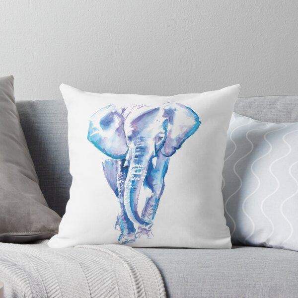 Item preview, Blue, Purple and Turquoise Watercolour Elephant Painting designed and sold by What-Katy-Loved.