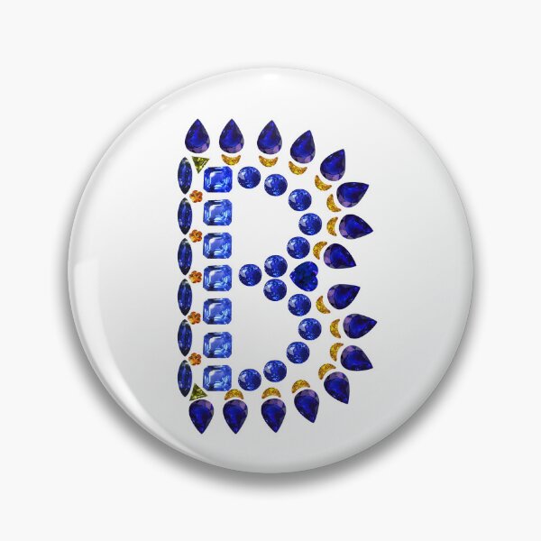 Item preview, Sapphire Gemstone Blue Orange Initial Letter B designed and sold by DigitalGemArt.