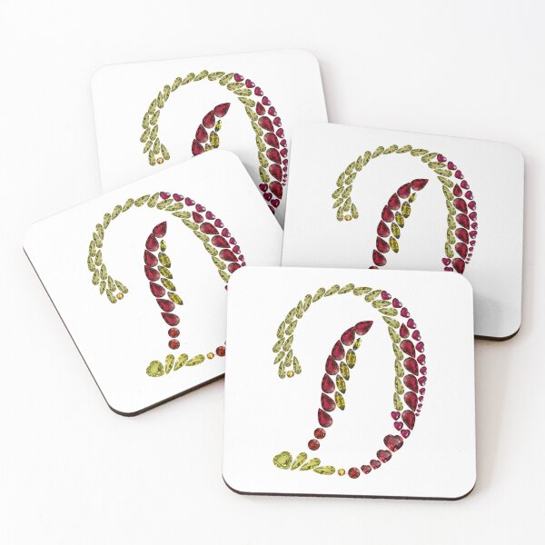 Item preview, Yellow Red Gemstones Initial Letter D designed and sold by DigitalGemArt.