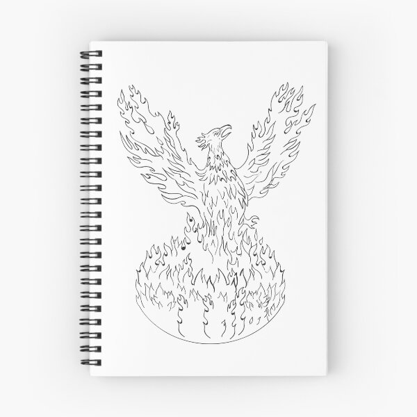 Item preview, Phoenix Rising Fiery Flames Black and White Drawing designed and sold by patrimonio.