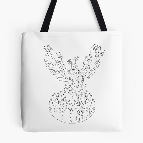 Item preview, Phoenix Rising Fiery Flames Black and White Drawing designed and sold by patrimonio.
