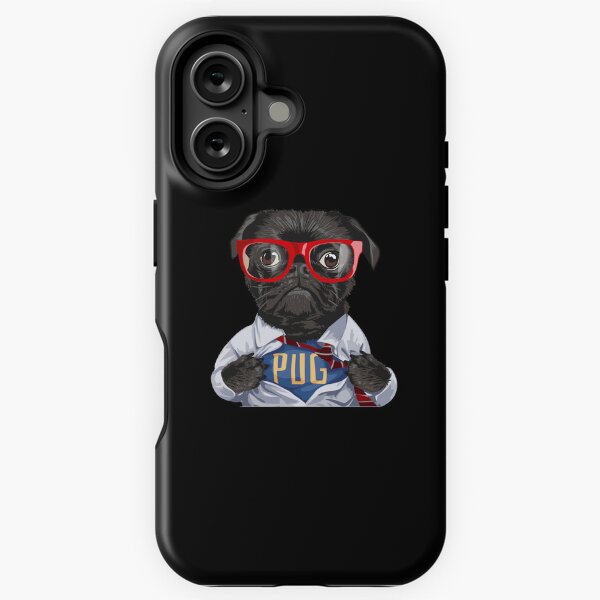 Vista previa del artículo con la obra «Perro pug: superhéroe», diseñado y vendido por SamXDesigns.