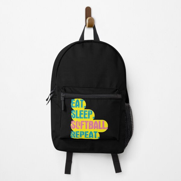 Item preview, Eat Sleep Softball Repeat - Funny Retro Vintage Colors Typography Satire designed and sold by FunnyHomeQuotes.