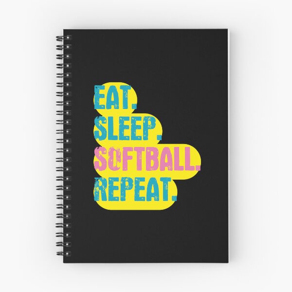 Item preview, Eat Sleep Softball Repeat - Funny Retro Vintage Colors Typography Satire designed and sold by FunnyHomeQuotes.