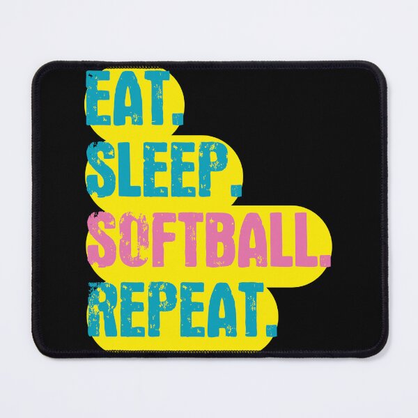 Item preview, Eat Sleep Softball Repeat - Funny Retro Vintage Colors Typography Satire designed and sold by FunnyHomeQuotes.