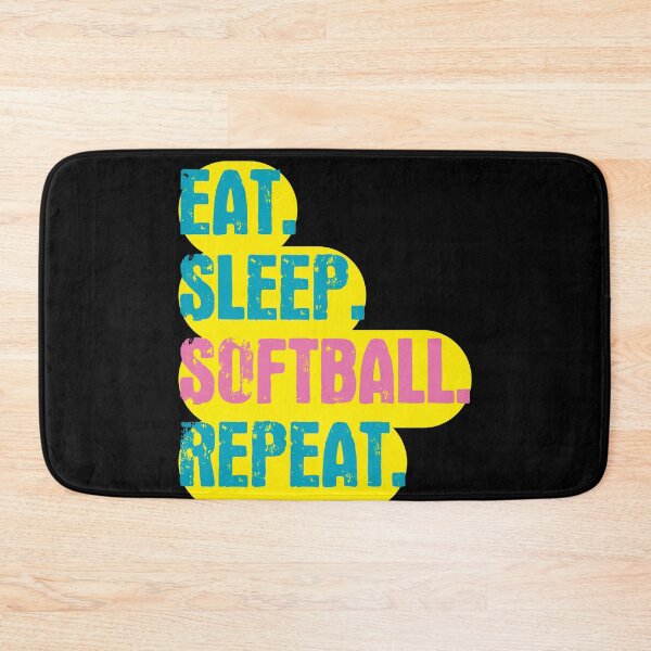Item preview, Eat Sleep Softball Repeat - Funny Retro Vintage Colors Typography Satire designed and sold by FunnyHomeQuotes.