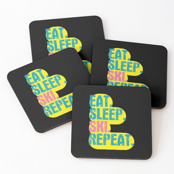 Item preview, Eat Sleep Ski Repeat - Funny Retro Vintage Colors Typography Satire designed and sold by FunnyHomeQuotes.