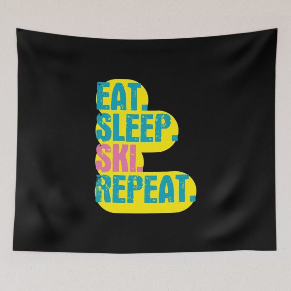 Item preview, Eat Sleep Ski Repeat - Funny Retro Vintage Colors Typography Satire designed and sold by FunnyHomeQuotes.