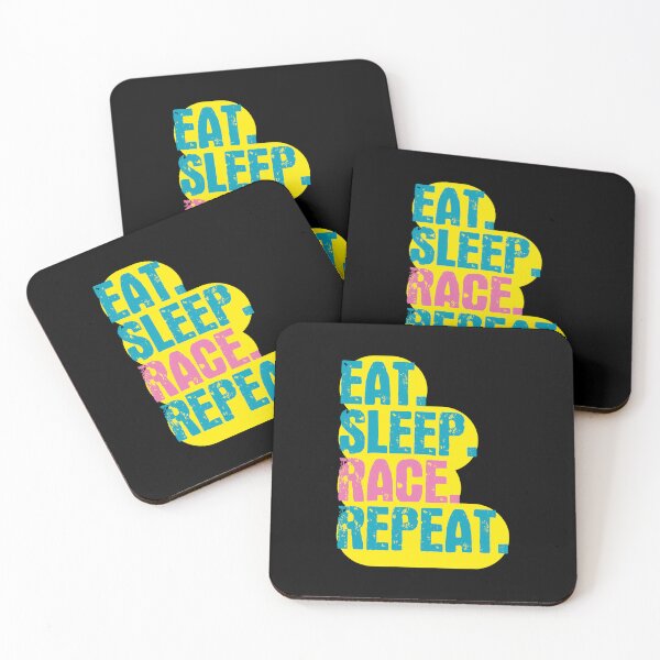 Item preview, Eat Sleep Race Repeat - Funny Retro Vintage Colors Typography Satire designed and sold by FunnyHomeQuotes.