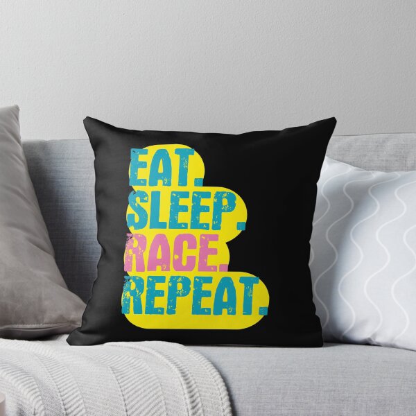Item preview, Eat Sleep Race Repeat - Funny Retro Vintage Colors Typography Satire designed and sold by FunnyHomeQuotes.
