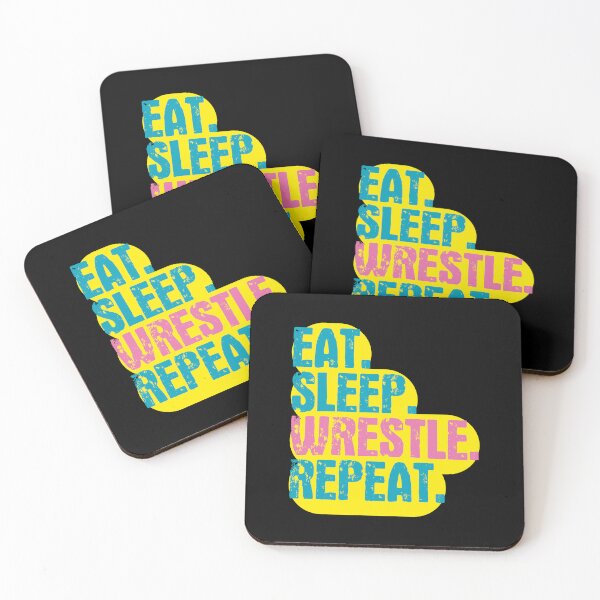 Item preview, Eat Sleep Wrestle Repeat - Funny Retro Vintage Colors Typography Satire designed and sold by FunnyHomeQuotes.