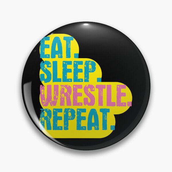 Item preview, Eat Sleep Wrestle Repeat - Funny Retro Vintage Colors Typography Satire designed and sold by FunnyHomeQuotes.