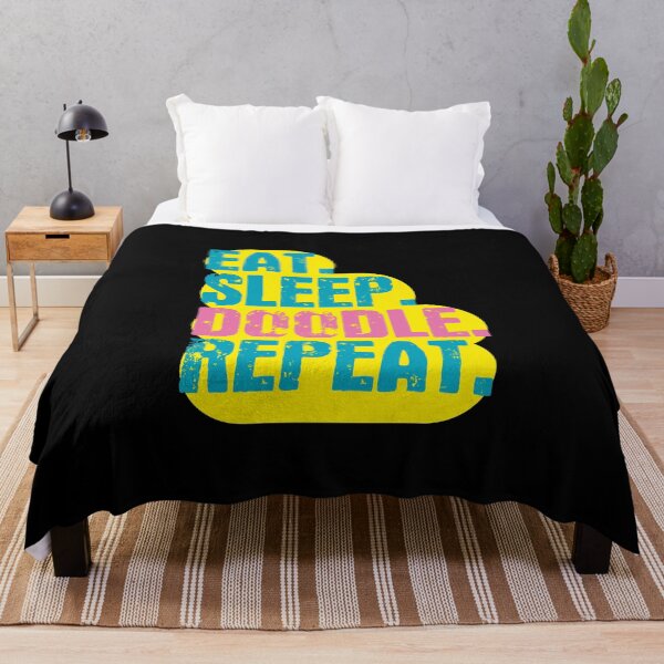 Item preview, Eat Sleep Doodle Repeat - Funny Retro Vintage Colors Typography Satire designed and sold by FunnyHomeQuotes.