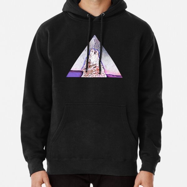 Lone Wolf Howl Amethyst Pyramid Pullover Hoodie