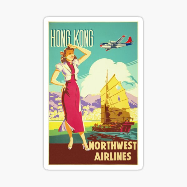 Japan Via Northwest Orient Vintage Asia Airlines Travel Advertisement Poster 