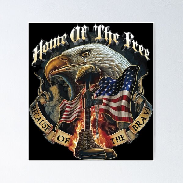 Bald Eagle American Flag Sticker - Home Of The Free Because Of The Brave Decal