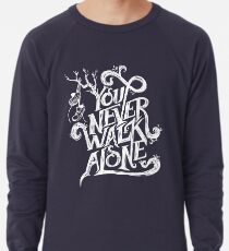 Du gehst nie allein - BTS - weißer Text (auf Blau) Leichter Pullover
