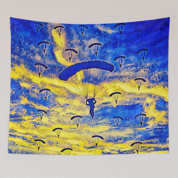 Item preview, Skydiving trend freedom yellow blue motif designed and sold by umfhn.