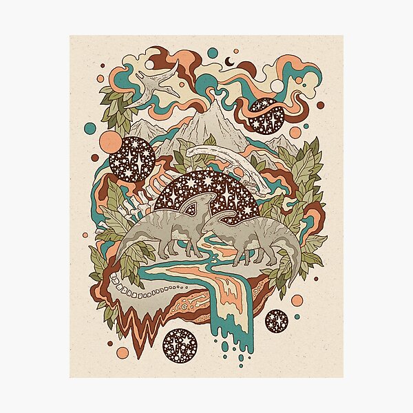 Artikel-Vorschau von Verlorenes Portal: Parasaurolophus | Retro-Regenbogenpalette | Dinosaurier-Science-Fiction-Kunst, designt und verkauft von OMEGAFAUNA.