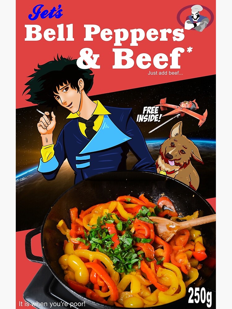 "bell peppers and beef" Poster for Sale by Jamonred Redbubble
