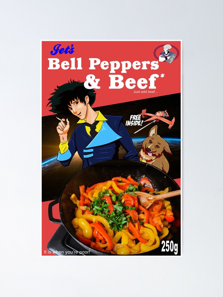 "bell peppers and beef" Poster for Sale by Jamonred Redbubble