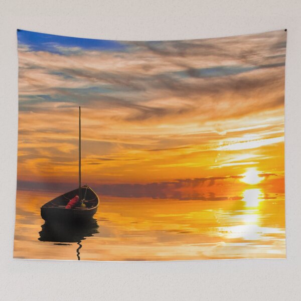 Item preview,   boat art,boat paintings,fishing boat painting,boat artwork,boat wall art, ocean art , sea art, sun art , blue art , boats art on metal,panoramic,panorama,landscape, designed and sold by eyesight4vision.