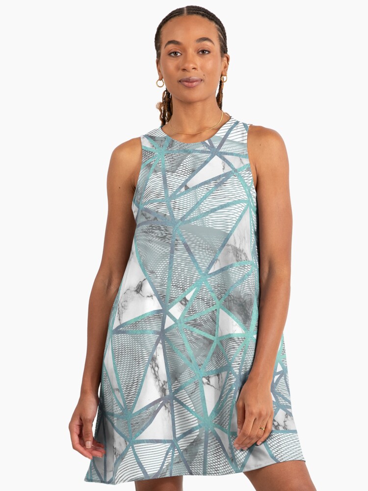 Fractured Marble Pieces Geometric Blue Texture Design" A-Line Dress for  Sale by bazzadesigns | Redbubble