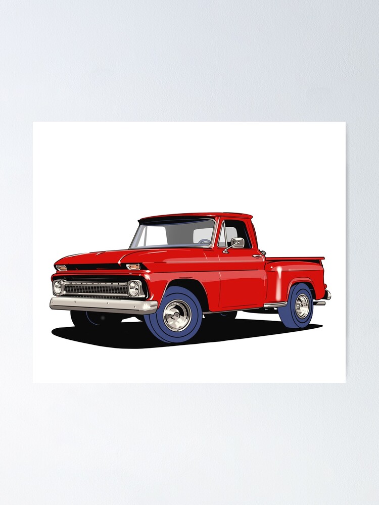 Chevrolet C10 Pickup Truck in Red Poster for Sale by Webazoot