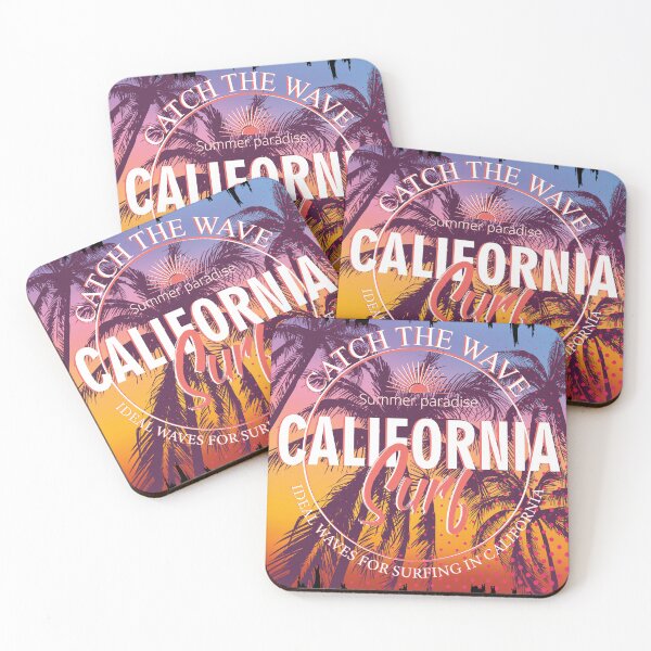 Item preview, Surfing in California. Colorful poster with palm trees and sun.  designed and sold by Slaystyle.