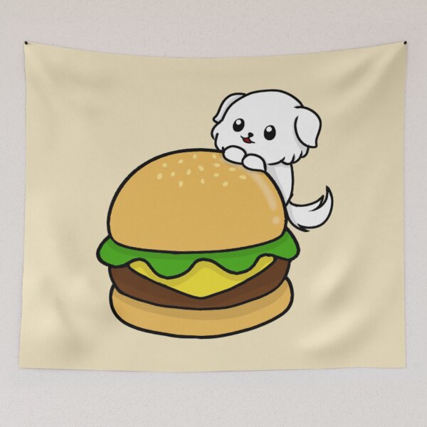 Item preview, dog and burger chibi designed and sold by EveryCuteThings.
