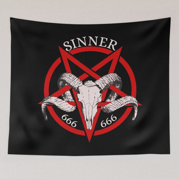 Item preview, Sinner - Satanic goat skull on a pentagram- cool motorcycle helmet design designed and sold by yoshra.