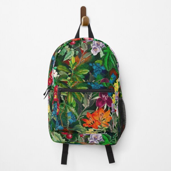 Item preview, Exotic flowers and leaves heaven, leaves and flowers tropical pattern, botanical illustration, dark green floral illustration designed and sold by ZeinabTaha.