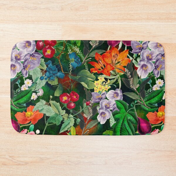 Item preview, Exotic flowers and leaves heaven, leaves and flowers tropical pattern, botanical illustration, dark green floral illustration designed and sold by ZeinabTaha.