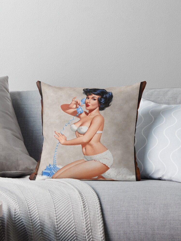 Hello by Arthur Sarnoff Remastered Vintage Art Xzendor7 Reproductions Throw Pillow
