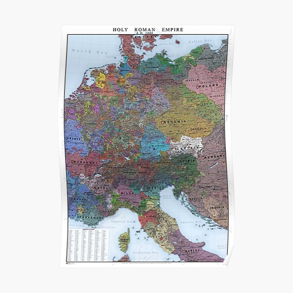 "Map of Europe in 1444" Poster for Sale by PaulBSK Redbubble