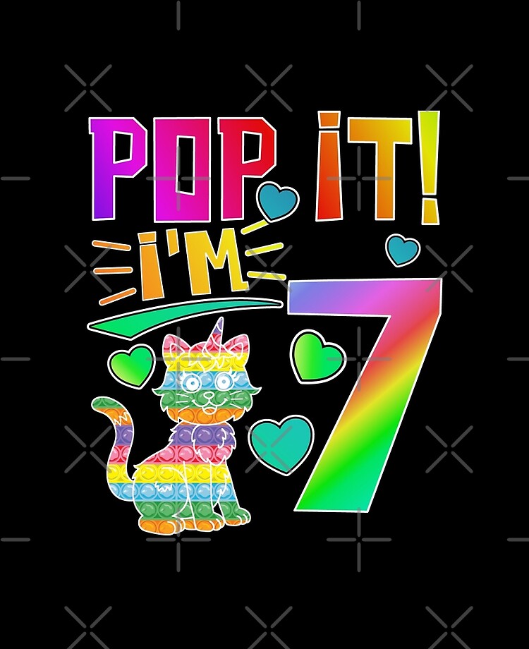 Kids Pop It 7th Birthday Kitty Cat Girls Boys Seven Years Old Fidget Board  Game Sticker for Sale by CharJens