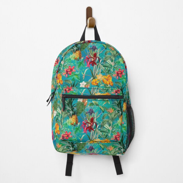Item preview, Trendy tropical foliage exotic floral pattern, leaves and flowers tropical pattern, botanical illustration, turquoise green floral illustration designed and sold by ZeinabTaha.