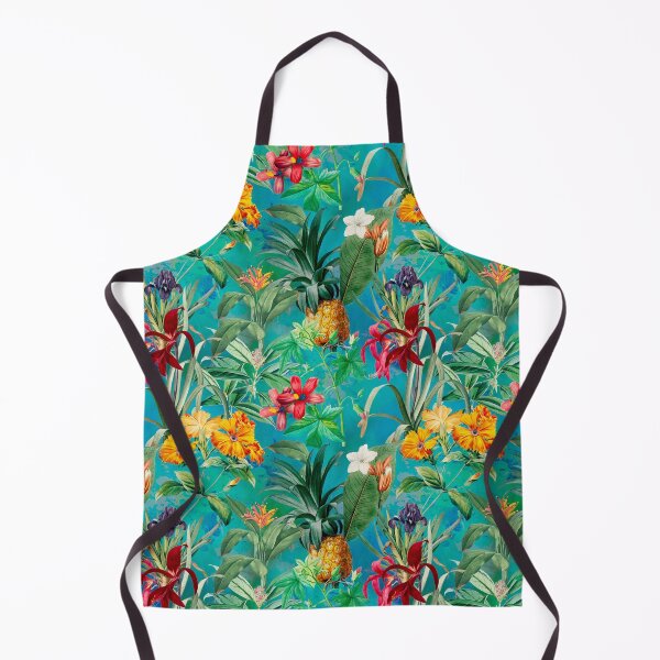 Item preview, Trendy tropical foliage exotic floral pattern, leaves and flowers tropical pattern, botanical illustration, turquoise green floral illustration designed and sold by ZeinabTaha.