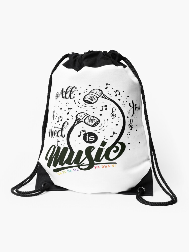 Thumbnail 1 of 3, Drawstring Bag, All you need is Music designed and sold by DesiBoli.