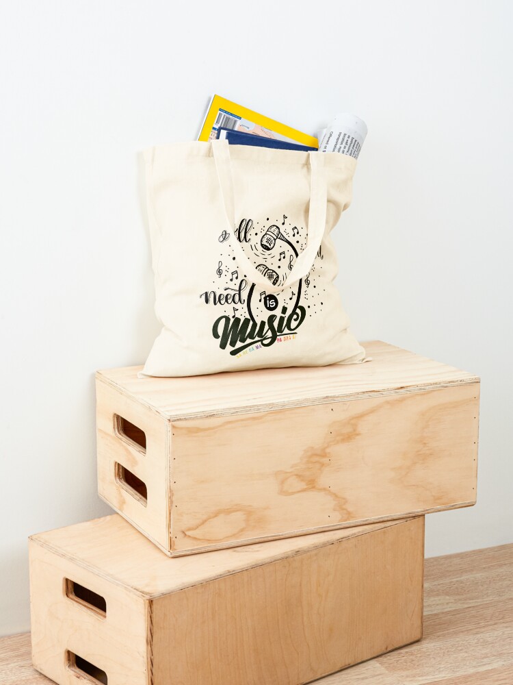 Thumbnail 4 of 5, Tote Bag, All you need is Music designed and sold by DesiBoli.