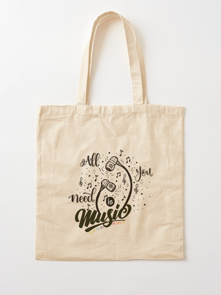 Thumbnail 2 of 5, Tote Bag, All you need is Music designed and sold by DesiBoli.