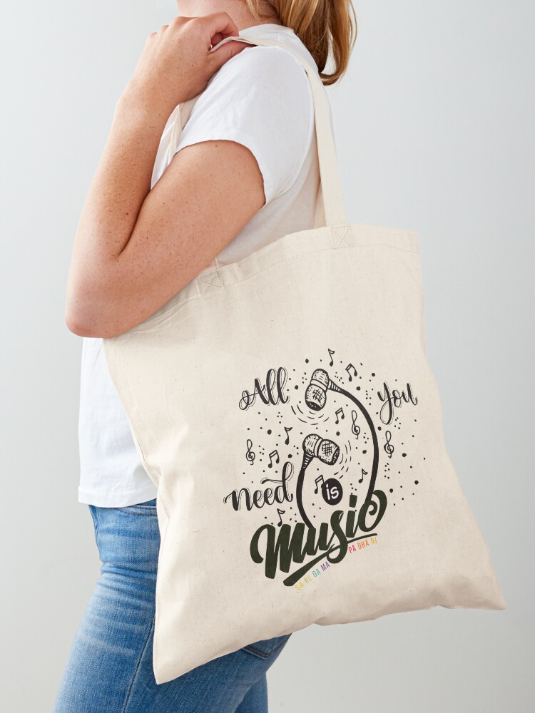 Thumbnail 1 of 5, Tote Bag, All you need is Music designed and sold by DesiBoli.