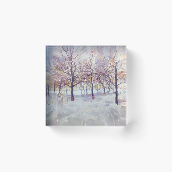 Item preview, Winter Spell, snowy art nouveau style landscape with white stag designed and sold by Gill Bustamante.