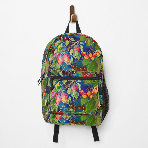 Item preview, Exotic tropical floral leaves and fruits, botanical pattern, tropical plants, dark blue fruit pattern designed and sold by ZeinabTaha.