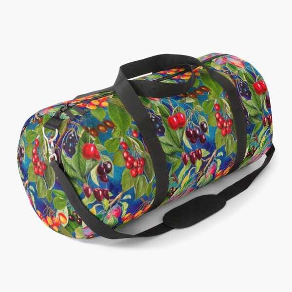 Item preview,  Exotic tropical floral leaves and fruits, botanical pattern, tropical plants, dark blue fruit pattern designed and sold by ZeinabTaha.