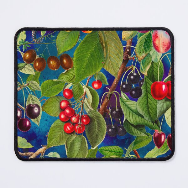 Item preview, Exotic tropical floral leaves and fruits, botanical pattern, tropical plants, dark blue fruit pattern designed and sold by ZeinabTaha.